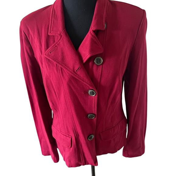 Cabi Women’s Rhubarb Red Outing Blazer Ponte Knit Burgundy Size 10 - Picture 3 of 10